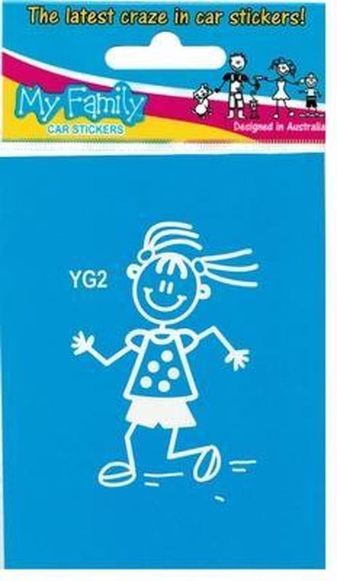Meisje rent - autosticker - wit - 6,5 cm - The Sticker Family