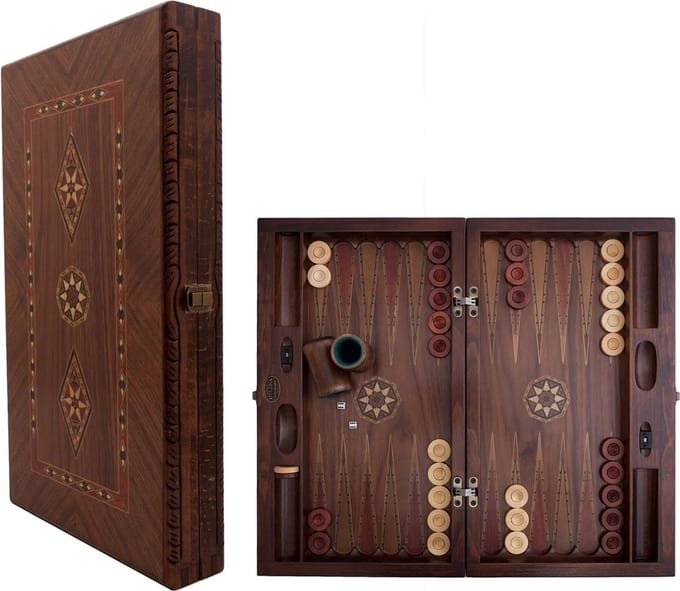 Backgammon - Tavla - Handgemaakt - Hout - Luxe uitgave - 52 x 30 x 7 cm