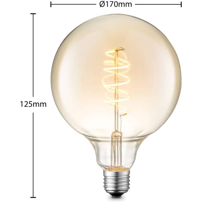 Lucande LED lamp E27 G125 4 W 2.700 K dimbaar, amberkleurig