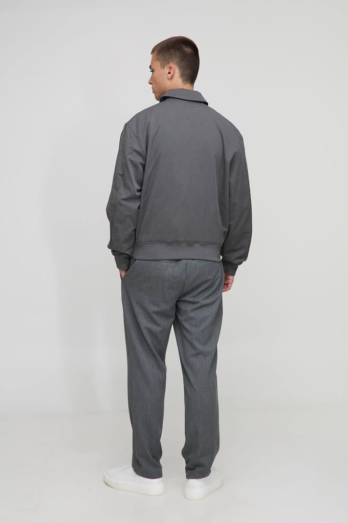 Regular Fit Technical Utility Cargo Pocket Harrington Jacket | Grey | Size Small