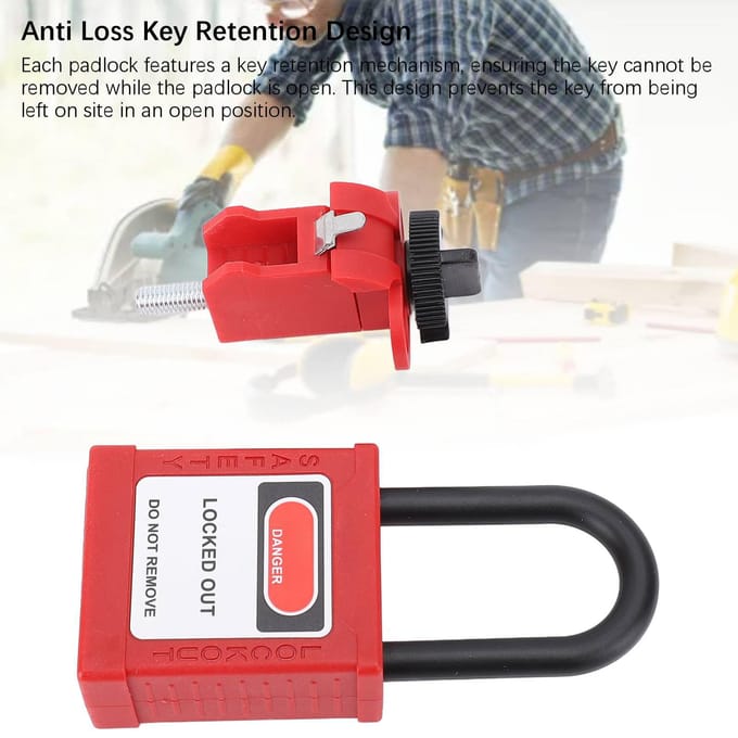 Ensemble de Cadenas de Consignation Tag Out Cadenas de Sécurité Isolé Anti-Perte avec Dispositif de Consignation de Disjoncteur red