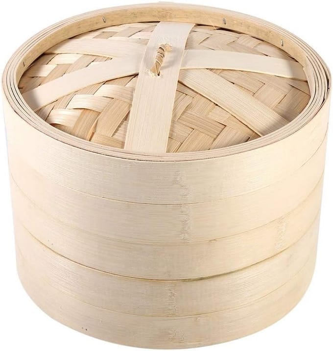 2-Laags Bamboe Stoommand voor Dim Sum, Dumplings en Baobroodjes