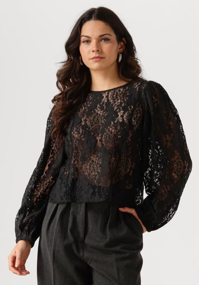 Object Objbeverly L/s Lo Top Tops & T-shirts Dames - Shirt - Zwart - Maat 34