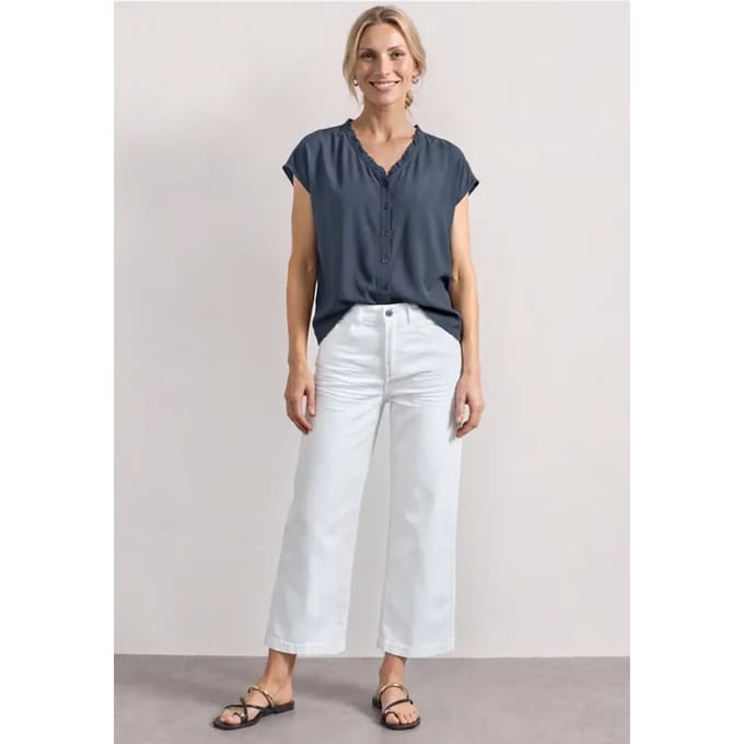 Blouse met V-hals en ruches