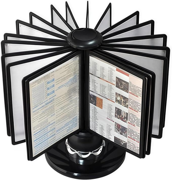Documenthouder Bureau - Catalogus Display - Efficiënt Organiseren - 360 Graden Draaibaar - 20 Panelen A4/A5 - Mat Zwart
