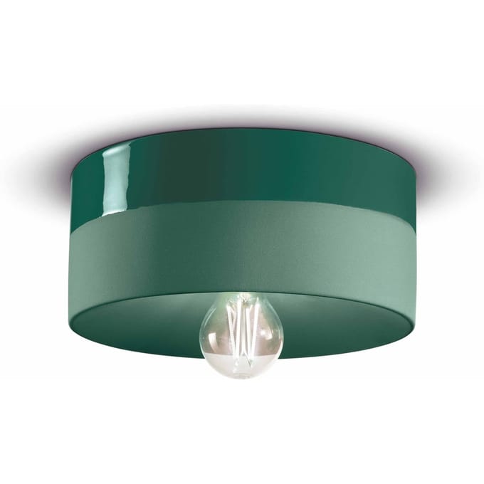 Ferroluce Plafondlamp PI keramiek glanzend/mat Ø 25 cm groen