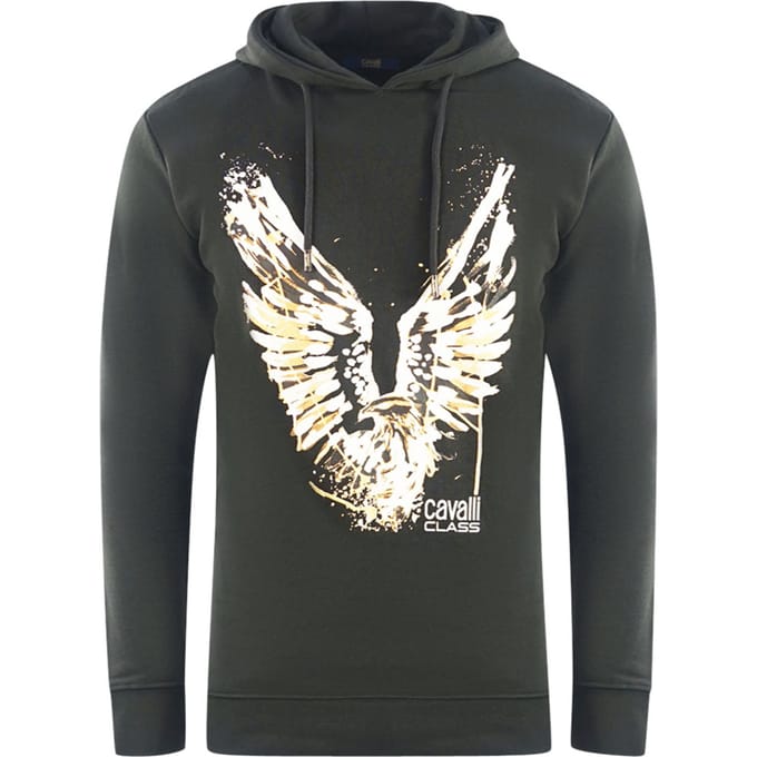 Cavalli Class Gouden Arend Logo Zwarte Hoodie