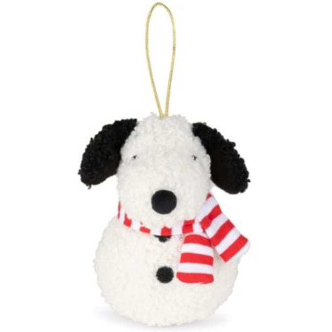 Snoopy teddy kersthanger, formaat 10 cm, sneeuwpop