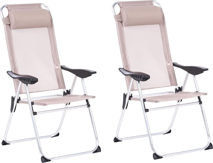 ASINE - Tuinstoel set van 2 - Beige - Aluminium
