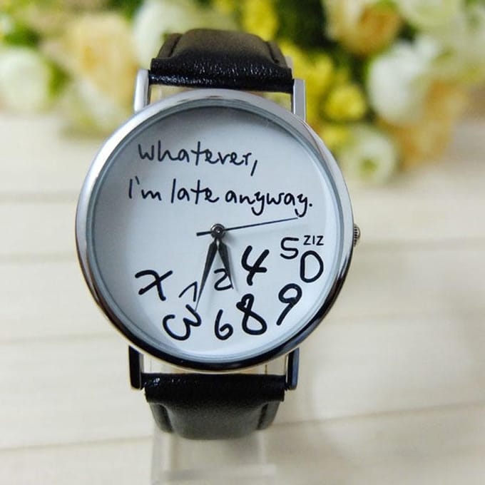 Gofuly New Style Whatever-I-m-late-anyway horloge zwart/witte achtergrond