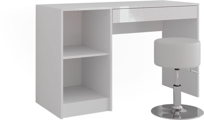 Vicco Sherry Kaptafel – 119.8 cm met kruk Wit/wit hoogglans