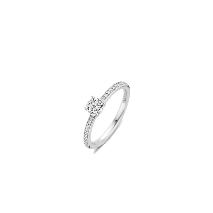 TI SENTO Dames Ring - 925 zilver - Zirconia wit - Maat 17.25 mm / maat 54 - 12109ZI