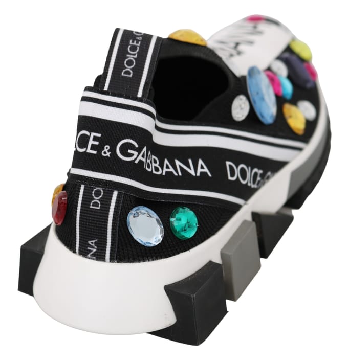 Dolce & Gabbana Vrouwen Zwart Multicolor Kristal Sneakers Schoenen