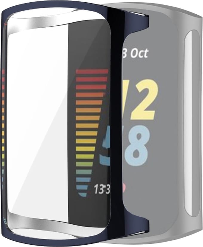 Screenprotector watch case - hoesje - geschikt voor Fitbit Charge 5 - donkerblauw