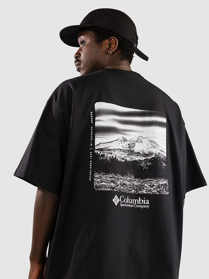 Columbia Zwaar Uitgevoerd T-Shirt Met Grafische Print Op De Achterkant, Comfortabele Pasvorm, Zwart