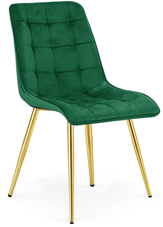 Eetkamerstoel SPLIT - Groen fluweel - Modern design -