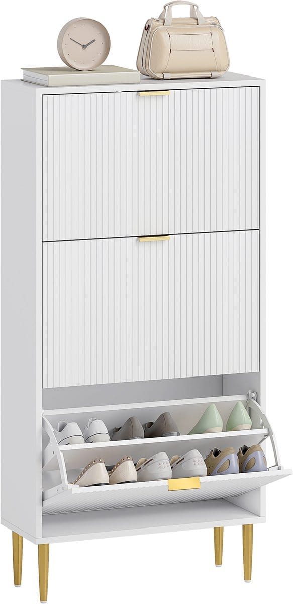 HOMCOM-Klapbare schoenenkast-60x24x128cm-MDF-Wit