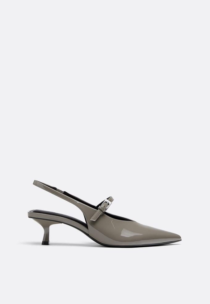 Stradivarius Hakken met lakleren look  GRIJS 38