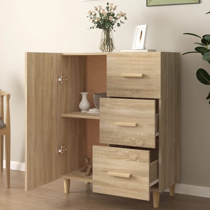 vidaXL - Dressoir - 69,5x34x90 - cm - bewerkt - hout - sonoma - eikenkleurig