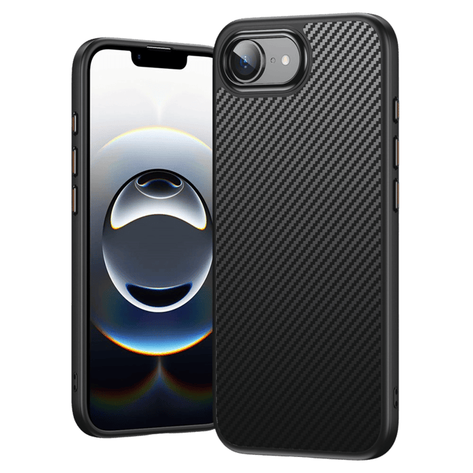 CaseBody Apple iPhone 16e / 17e  Carbon Fiber Hoesje Zwart
