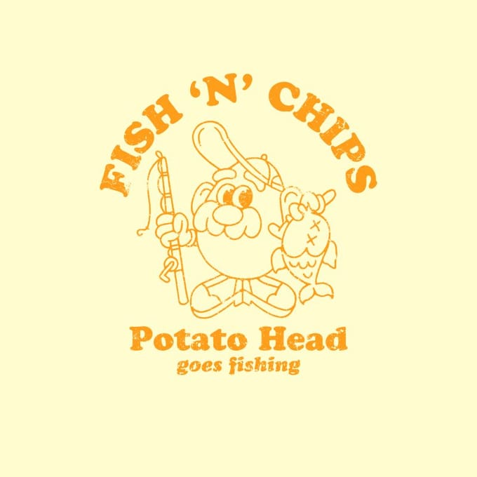 Mr. Potato Head Fish N Chips Men's T-Shirt - Cream - L