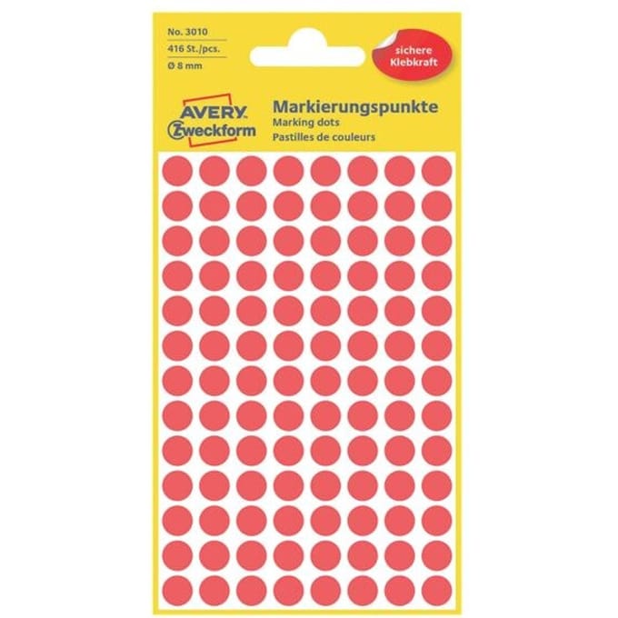 AVERY Zweckform markeringspunten 3010- 8mm - rood - 416 punten