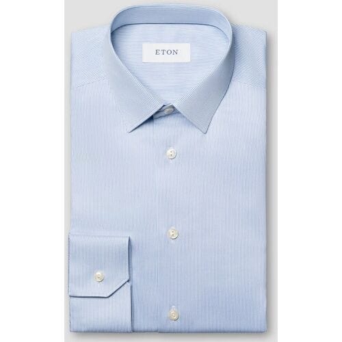 Eton Overhemd Fine Stripe Extra Long Staple Cotton Signature Twill Blauw / male