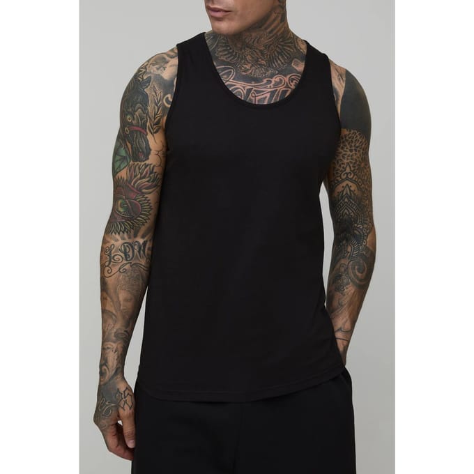 Tall Regular Fit Essential Vest | Black | Size 2XL