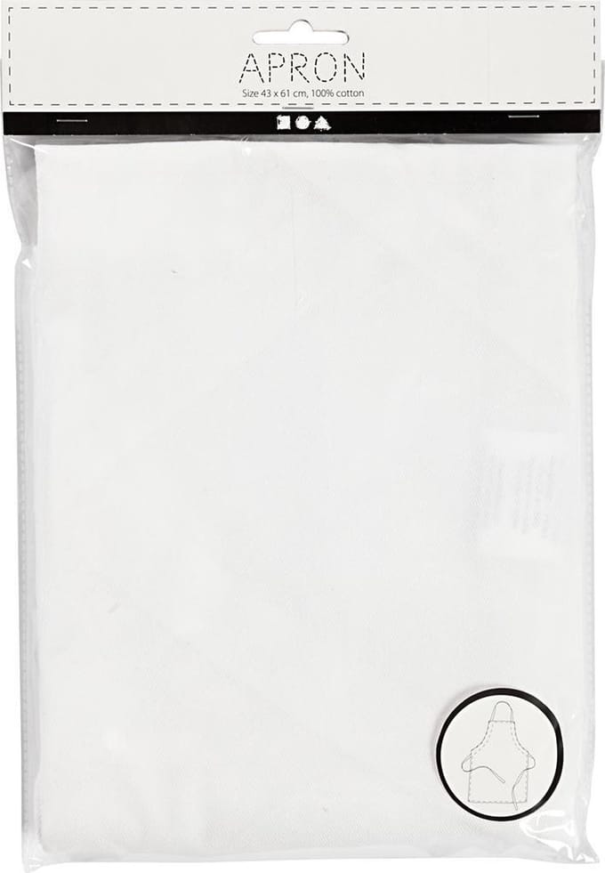Schort, L: 61 cm, B: 43 cm, afm 4-6 jaar, 210 gr, wit, 1 stuk