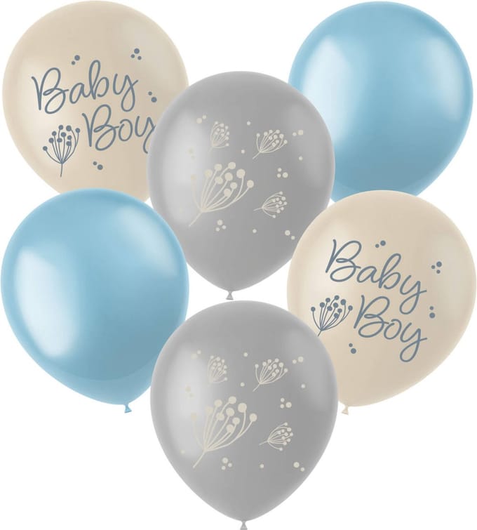 Latexballonnen - Blooming Baby Boy - 33 cm - 6 stuks