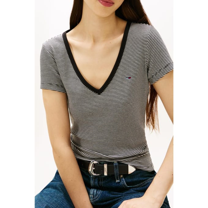 Slim fit T-shirt van katoenmix