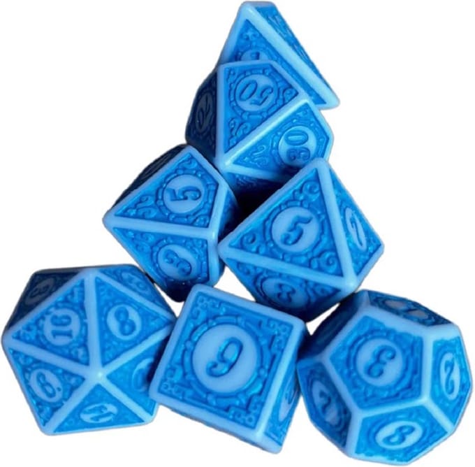 Lapi Toys - Dungeons and Dragons dobbelstenen - DnD Dice - Polydice - Dobbelstenen Dungeons Dragons - D&D dobbelstenen - DnD Dice Set - 1 set (7 stuks) - Acryl - Blauw
