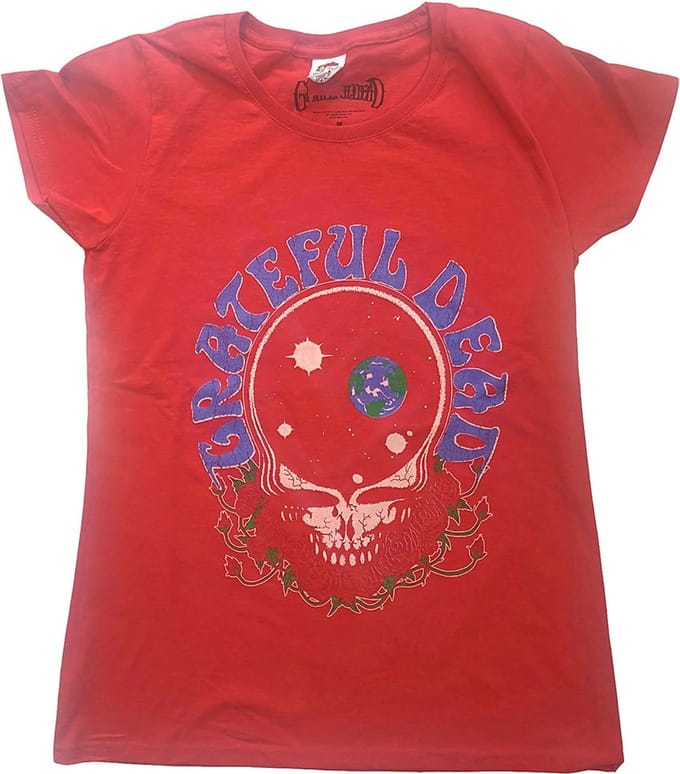 Grateful Dead - Space Your Face & Logo Dames Tshirt - S - Rood