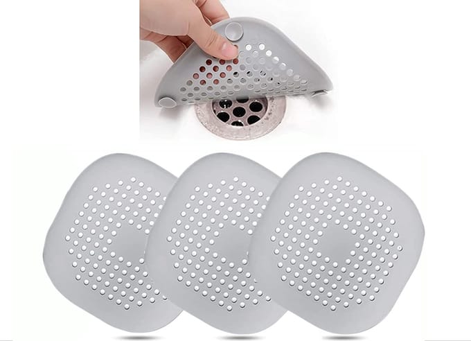 Afvoerstop Badstop Gootsteenstop Afvoerplug Afvoerzeef - Doucheput deksel - Haarvanger set van 3 Grijs