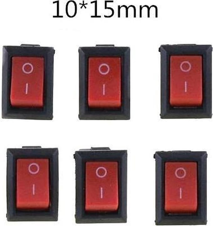 Tuimelschakelaar mini - 2 pin aan-uit - rood