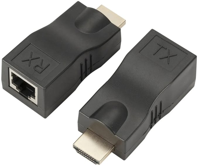 HDMI naar RJ45 Extender Adapter Set - HDMI Over CAT5e/CAT6 - 30 Meter - 1080P Full HD - Transmitter & Receiver - Zwart