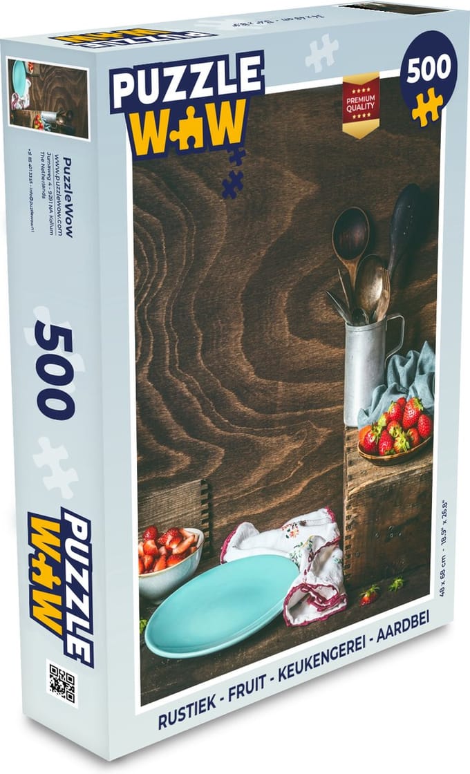 Puzzel Rustiek - Fruit - Keukengerei - Aardbei - Legpuzzel - Puzzel 500 stukjes