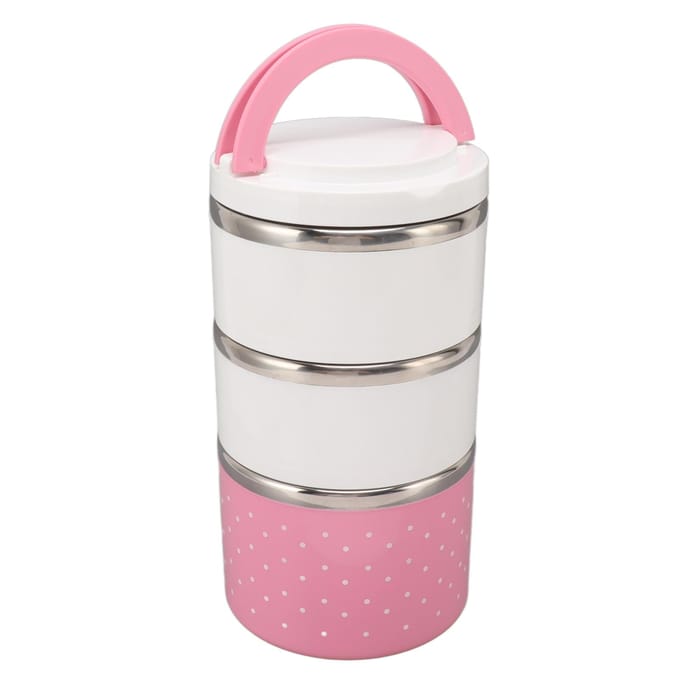 Stapelbare Thermische Lunchcontainer van Roestvrij Staal Lekdicht Behoudt Versheid Draagbaar Thermisch L(for 6.5-9kg) roze