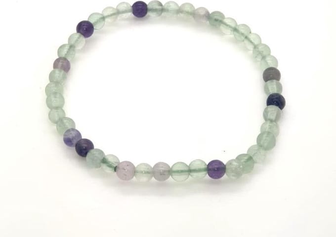 Fluoriet armband - edelstenen - 4 mm - paars groen beschermende en stabiliserende steen