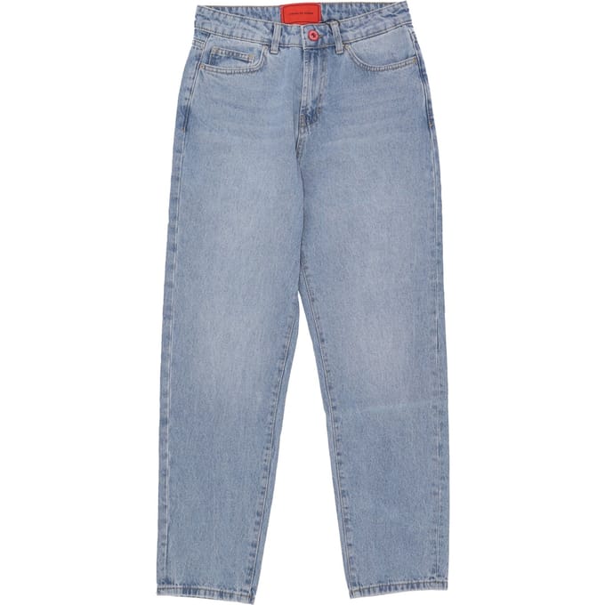 Herenjeans met print, vlammen en logo jeans denim blauw