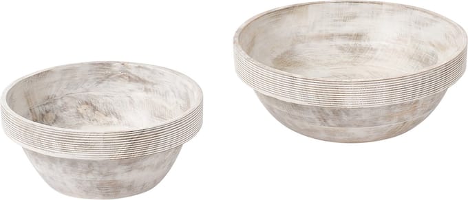 MINYA - Set van 2 schalen - Lichtbruin - Mangohout
