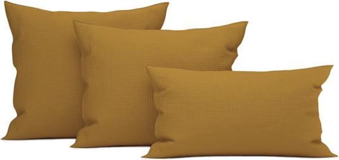 Heckett & Lane Wafel - Kussensloop - 50x50 cm - Cognac Brown - 2 Stuks