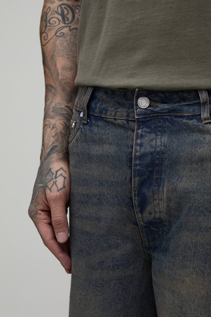 Tall Longline Getinte Denim Jorts | Light Brown | Size 36