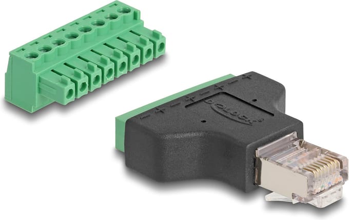 Delock Adapter RJ45 male > Terminal Block 8 pin 2-part 3.81 mm