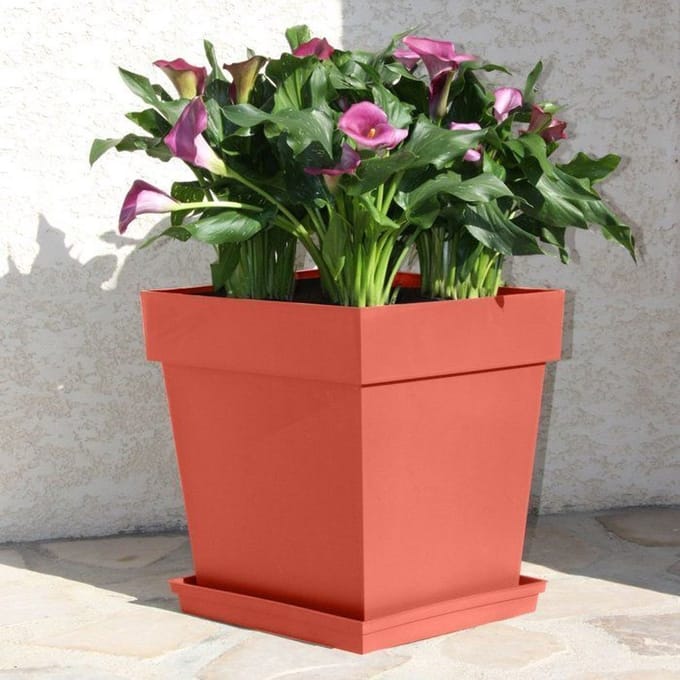 EDA – 013627 TOSCANE – Vierkante bloempot – Oranje – 38 L
