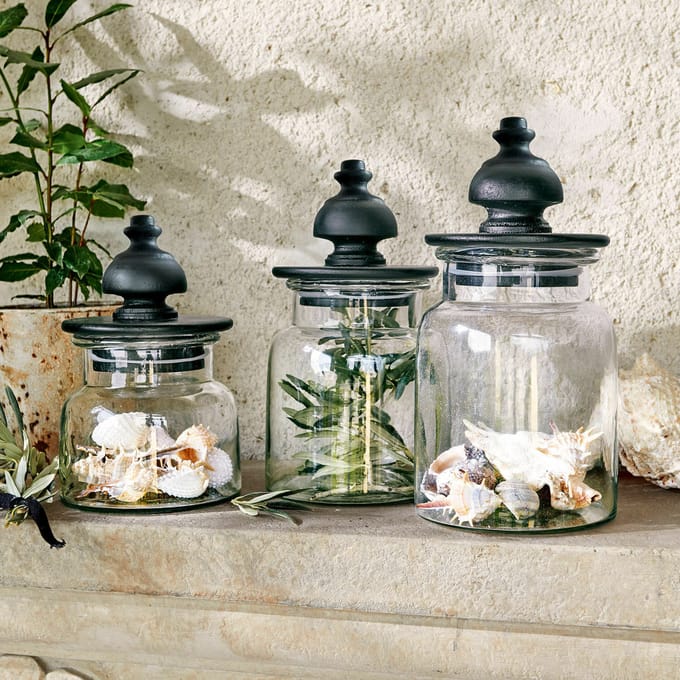 LOBERON Pot set van 3 Hakeen helder/zwart