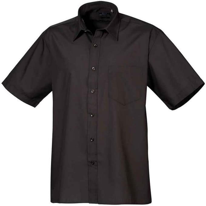 Premier Heren Poplin overhemd met korte mouwen (Zwart)