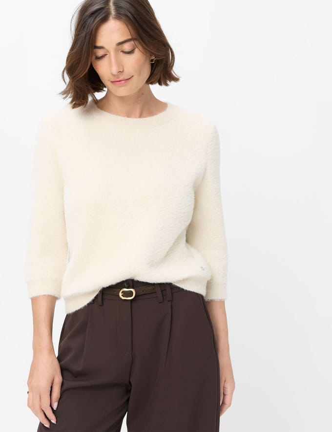 Brax Dames Trui  Style NOEMI dark ecru, crèmewit, maat 38