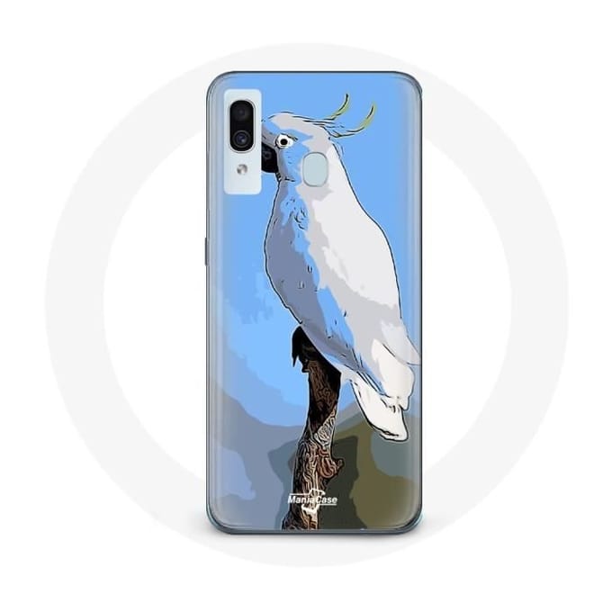 Coque pour Samsung Galaxy A30 Cacatoès Perroquets blanc Oiseaux