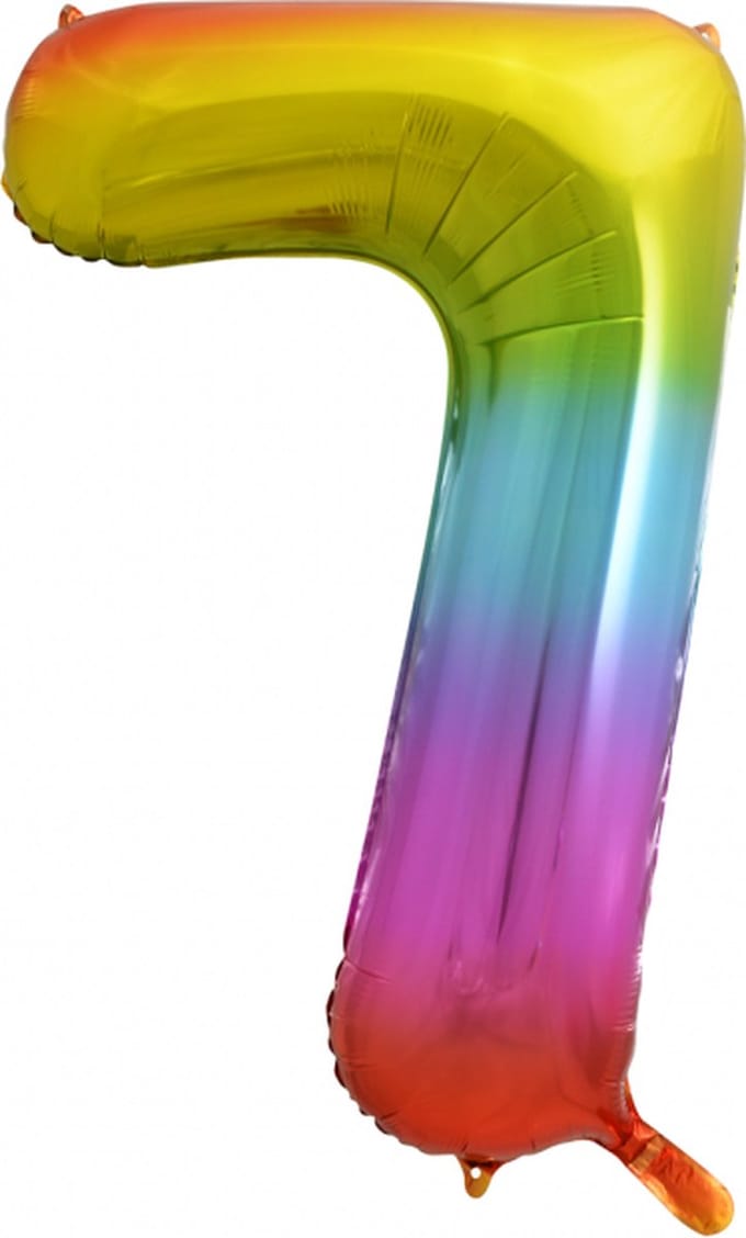 Folie Ballon Cijfer 7 Regenboog XL 86 cm
